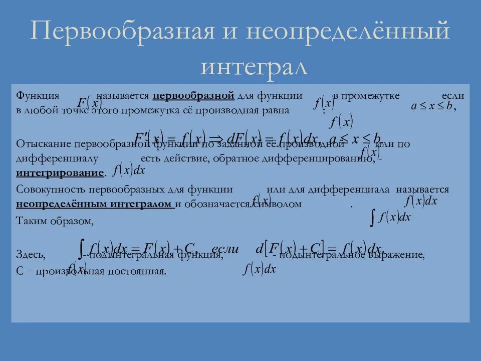 Необходимые интегралы. Первообразная и неопределенный интеграл формулы таблица. Геометриче неопределенный интеграл. Интегрирование первообразная. Неопредленный Интегра.