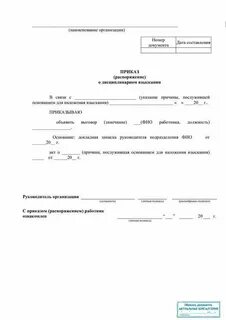 Приказ о вынесении взысканий