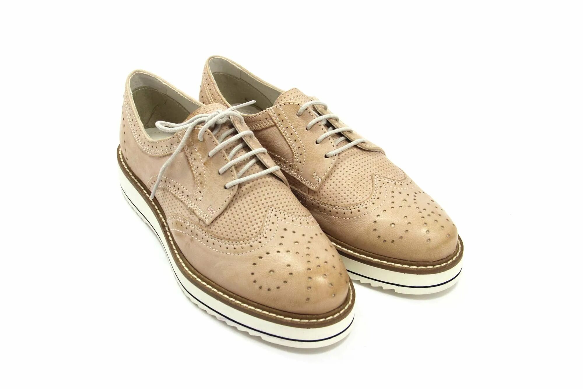 Derby Brogue Skóra Cielęca Brązowe - Partenope