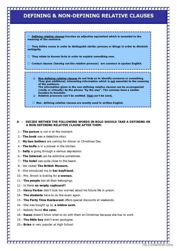 Relative clause pdf. Defining and non-defining relative clauses. defining relative clauses. defining relative clauses and non-defining relative clauses. defining clauses worksheet.