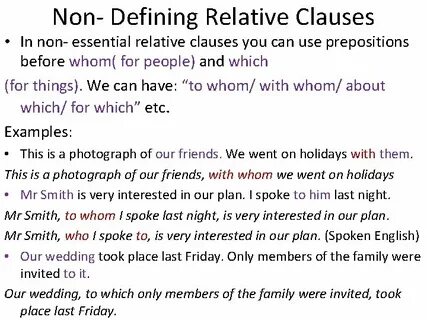 Defining non defining relative clauses exercises