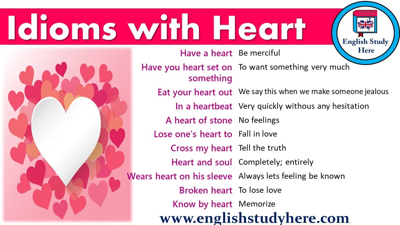 Words of your heart. Idioms with Heart. Английские идиомы о сердце. Heart to Heart idioms. Idiomatic expressions with Heart.