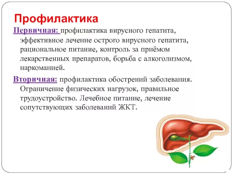 Вторичная профилактика хронических заболеваний. Профилактика цирроза печени первичная и вторичная.