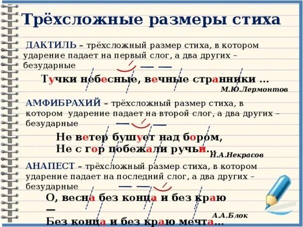 Поставьте ударения прочитайте слова вслух. Трёх сложные Размеры стиха. Размеры стихотворений. Размеры стихов в литературе с примерами. Стихотворение Размеры в литературе с примерами.