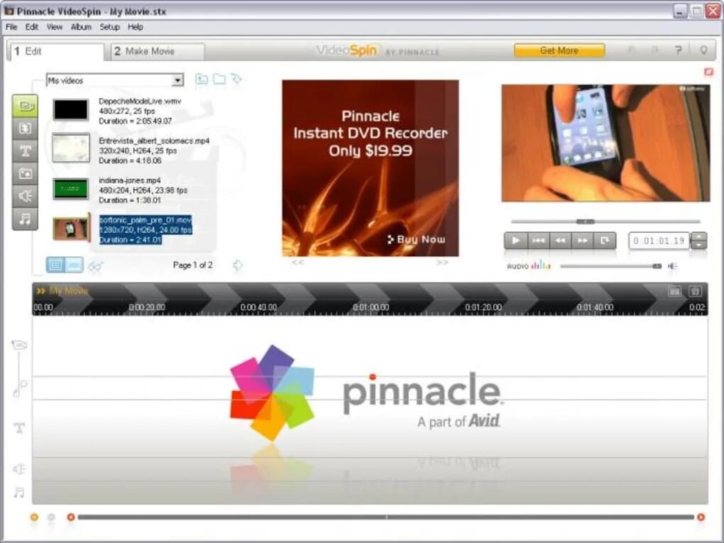 Pinnacle VIDEOSPIN. Пинакл АПИ. Любительским видеоредактор Pinnacle VIDEOSPIN. VIDEOSPIN 2.0.