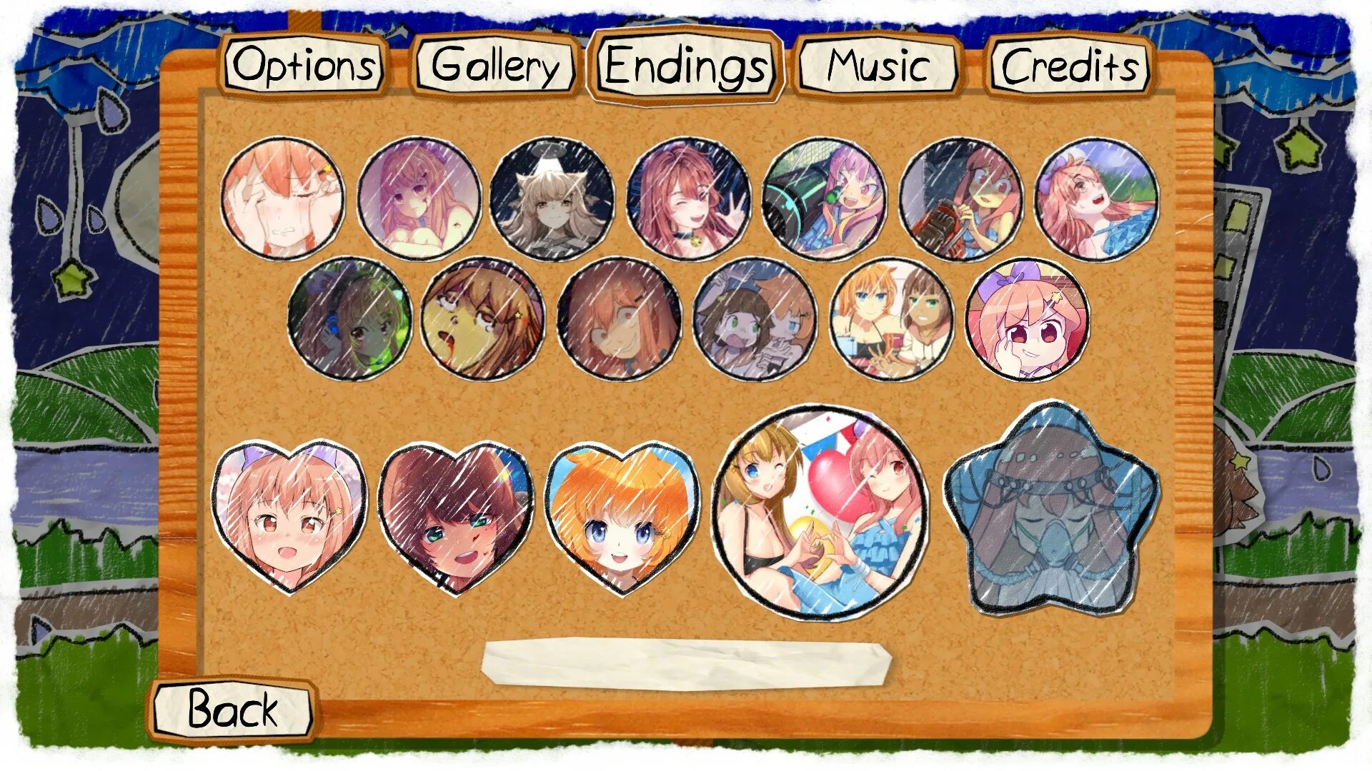 Ending gallery. All endings.
