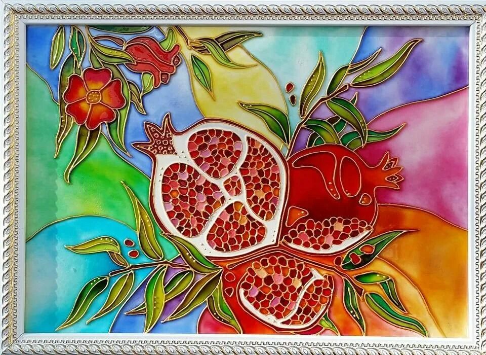 Рисунки на стекле красками