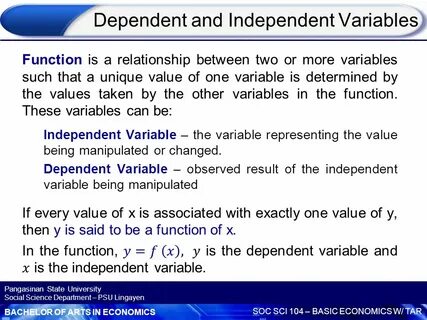 Dependent and independent variables
