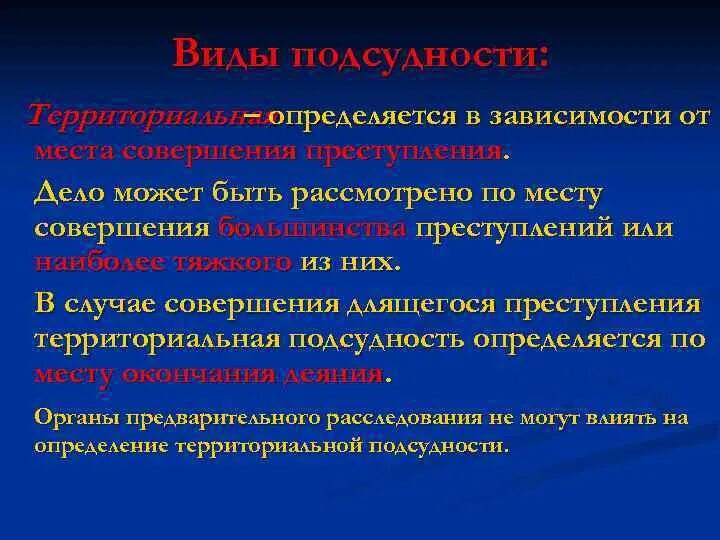 Что является местом совершения. Как определяется время совершения длящегося преступления. территориальная подсудность.