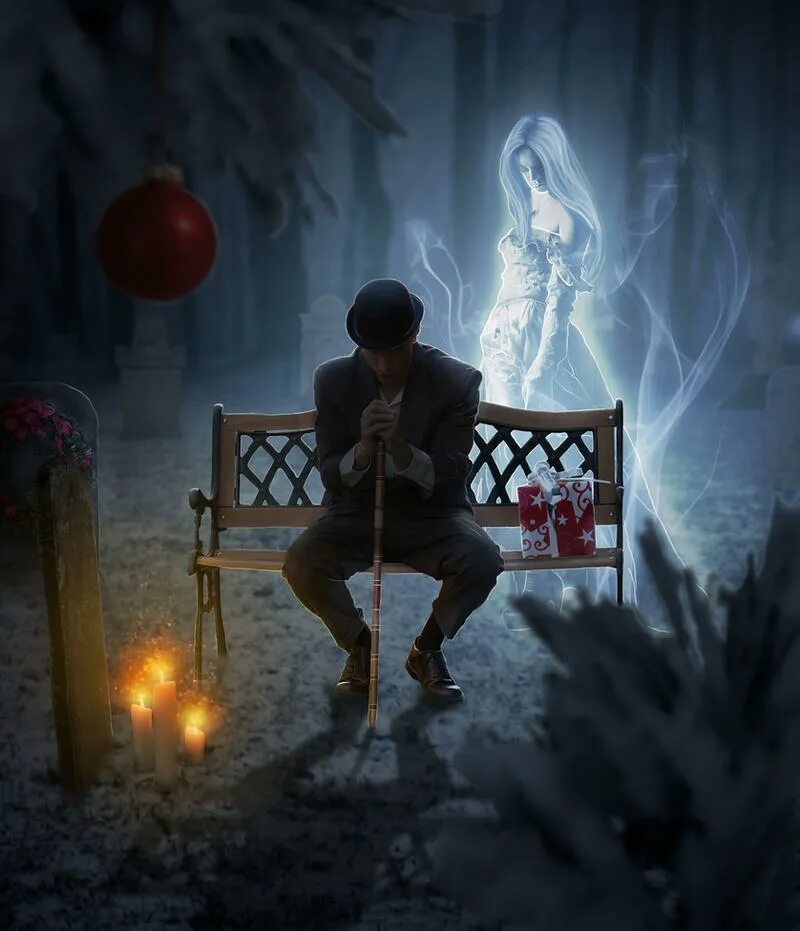 Парпеь и призрак девушки. Человек на кладбище арт. Парень призрак. Девушка и призрак парня.
