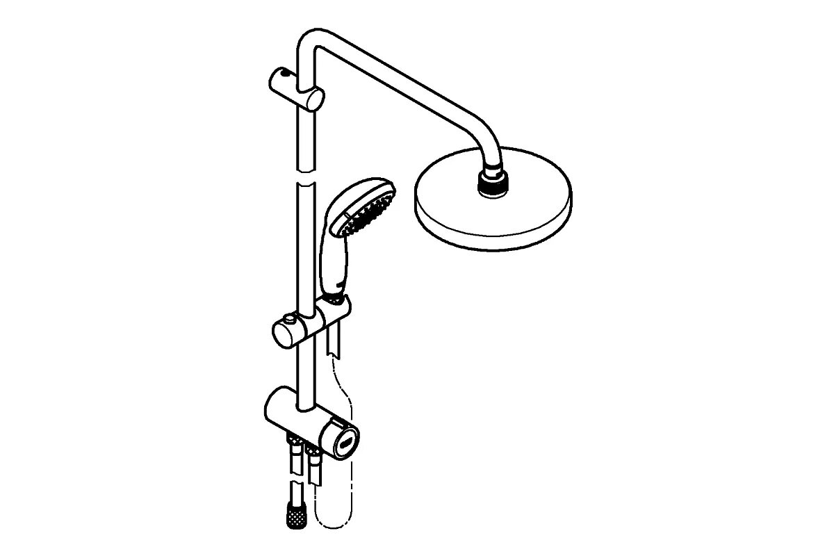 Душевая стойка инструкция. 26452001 New Tempesta 200 душевая система с переключателем. Душевая стойка Grohe New Tempesta 200 26452001. Душевая система Grohe New Tempesta 200 27389002. Душевая система для ванны Grohe New Tempesta 200 с термостатом (nb0032-1).