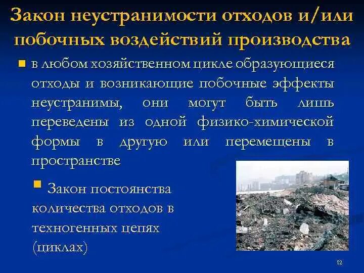 Закон о неустранимости отходов примеры Закон о неустранимости отходов примеры