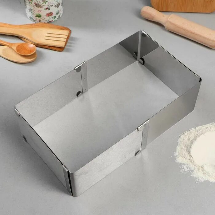 Форма разъемная квадрат 16-30. Раздвижная форма квадратная. Форма раздвижная для выпечки "прямоугольная", 18х32 - 26х50 х 8,5 см. Раздвижная форма квадратная. Форма металлическая для выпекания с регулир "квадрат"15,5-28 8,5 4046499.