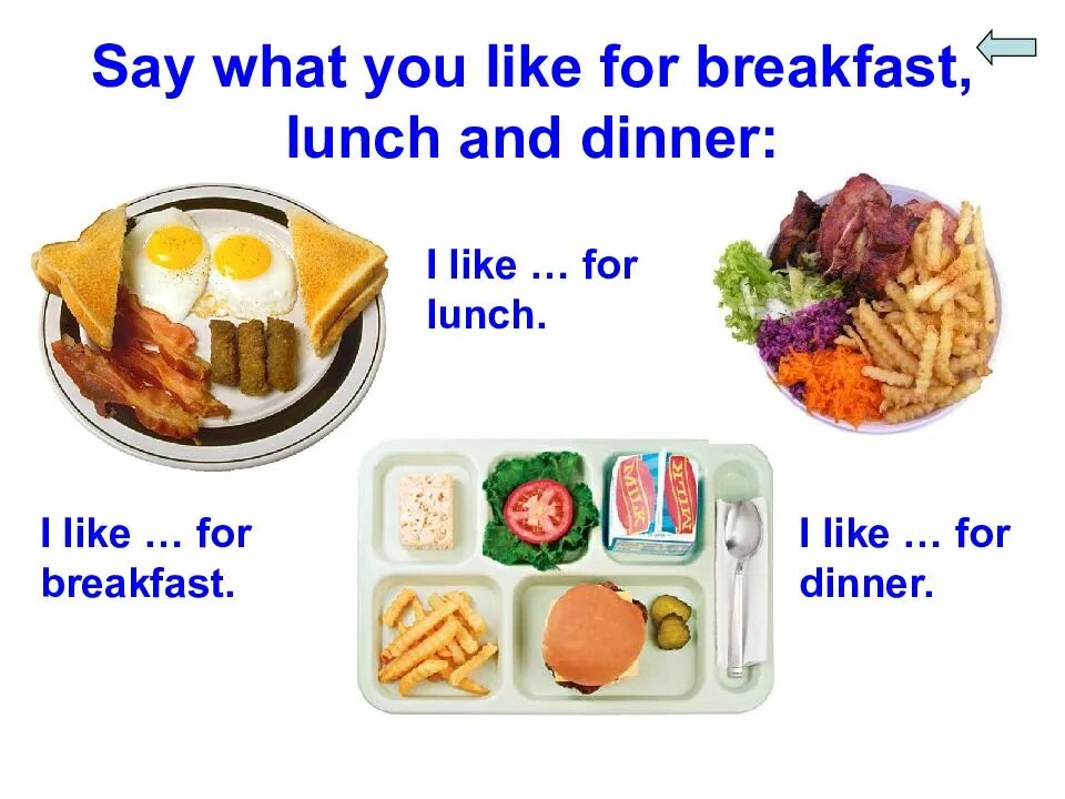 Say like. Завтрак обед ужин на английском. For Breakfast lunch dinner завтрак. Приёмы пищи на английском языке. Завтрак обед ужин на английском для детей.