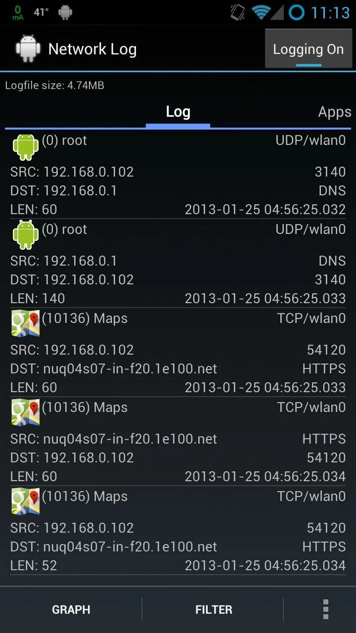 Android logs. Android logs