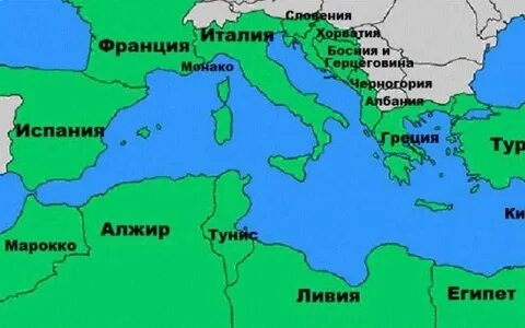 Средиземноморский регион на карте