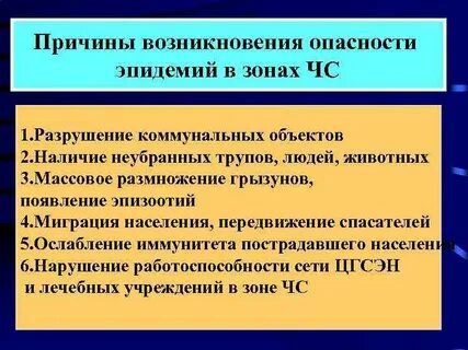 Причины возникновения эпидемии
