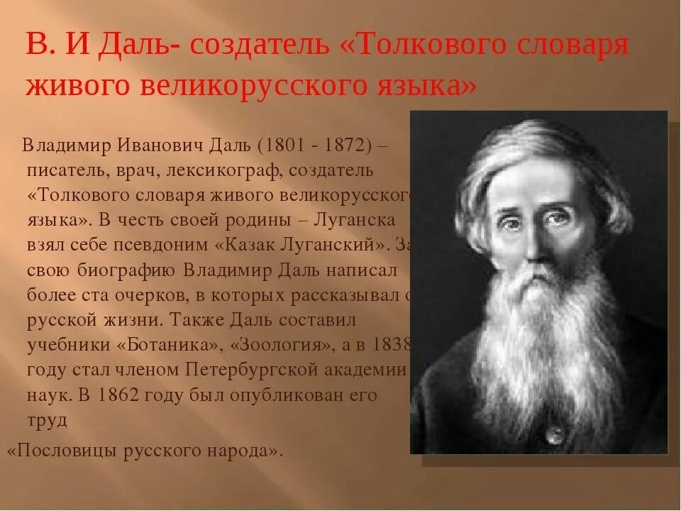 Годы жизни дал. Портрет Даля Владимира Ивановича. Владимир Иванович даль интересная биография. Владимир Иванович даль Выдающиеся заслуги. Владимир Иванович даль филолог.