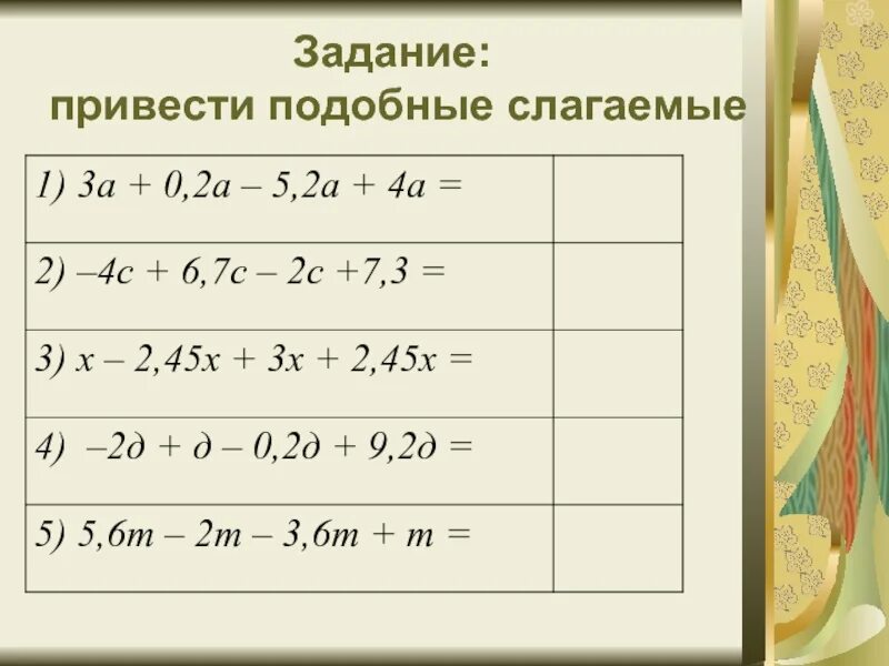 Упростите выражение приведя подобные слагаемые. Привести подобные слагаемые. что значит привести подобные слагаемые. подобные слагаемые 7 класс алгебра. подобные слагаемые корни.
