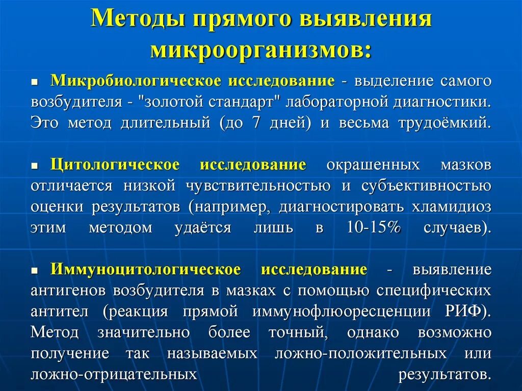 Метод прямых изменений. Методы выявления бактерий. Методы выявления микроорганизмов. Основные методы микробиологических исследований. Методы изучения микроорганизмов.