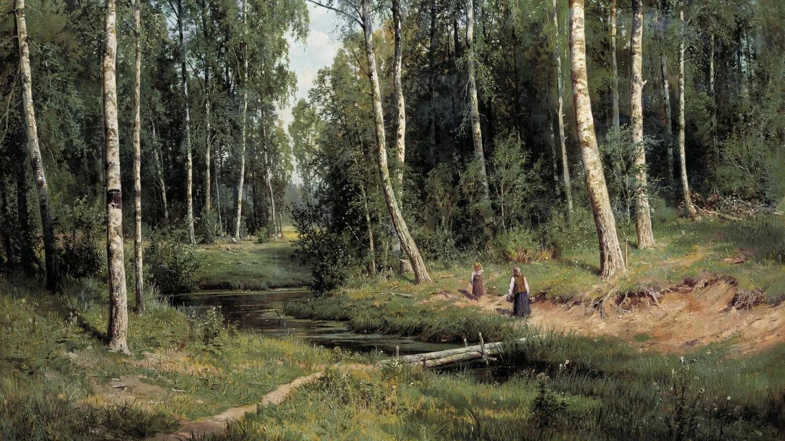 Шишкин Березовая роща. Ручей в Березовом лесу. И. Шишкин. 1883.