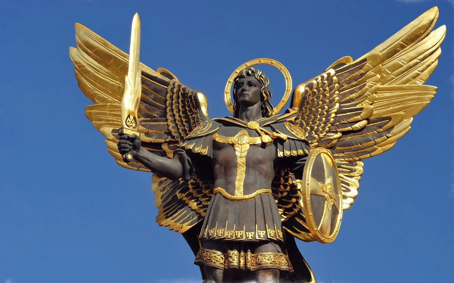Как выглядит архангел михаил на самом деле Archangel Michael in armor with flaming sword and shield Иллюстрация Stock Adobe