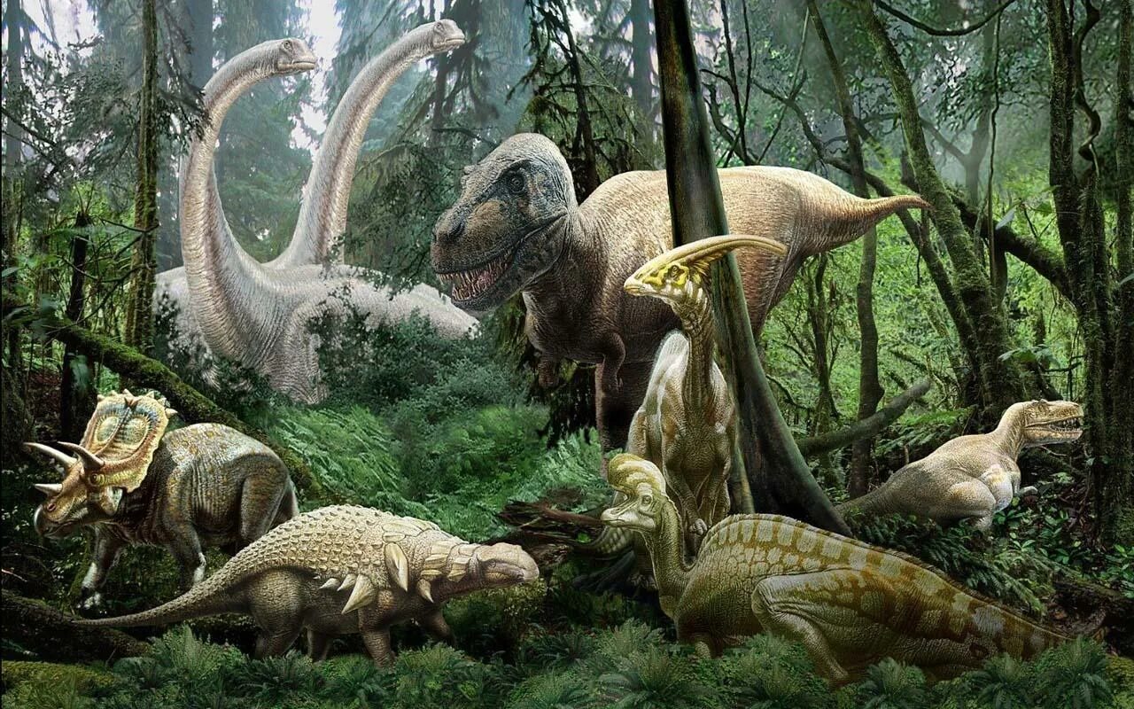 Период фотографии. Фауна Юрского периода. Динозавры в лесу. Природа динозавров. Динозавры панорама.