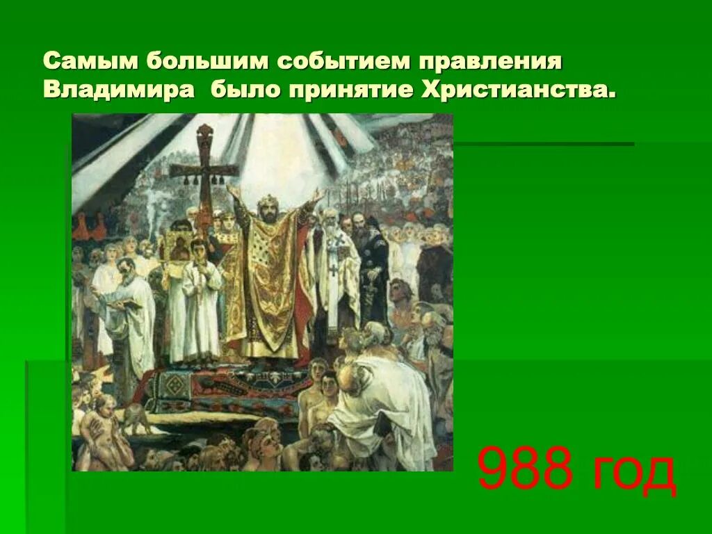 988 принятие христианства на руси. Принятие христианства 988.  988-Принятие христианства князем Владимиром.