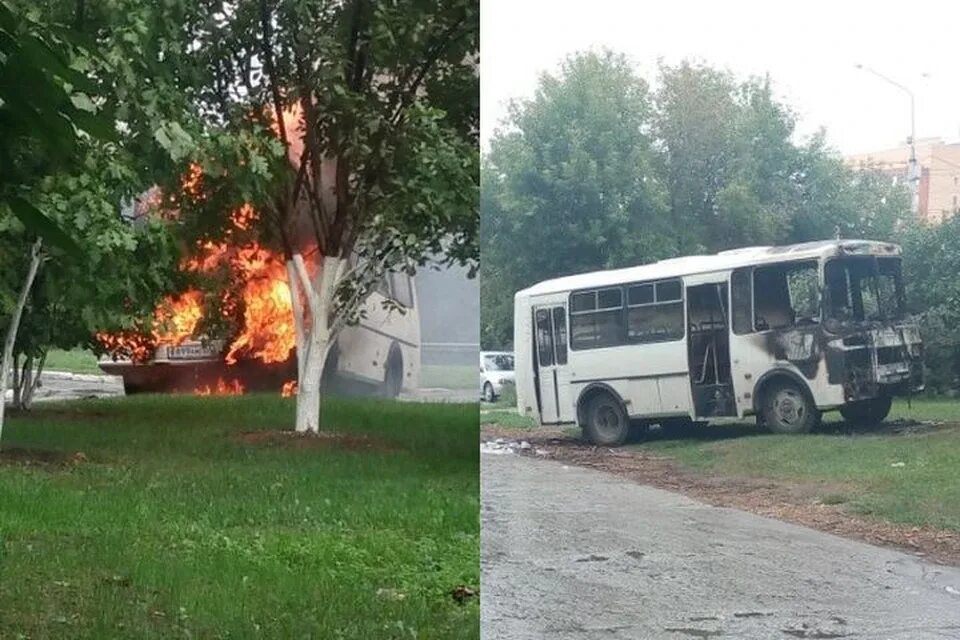 Сгорел автобус Новосибирск.