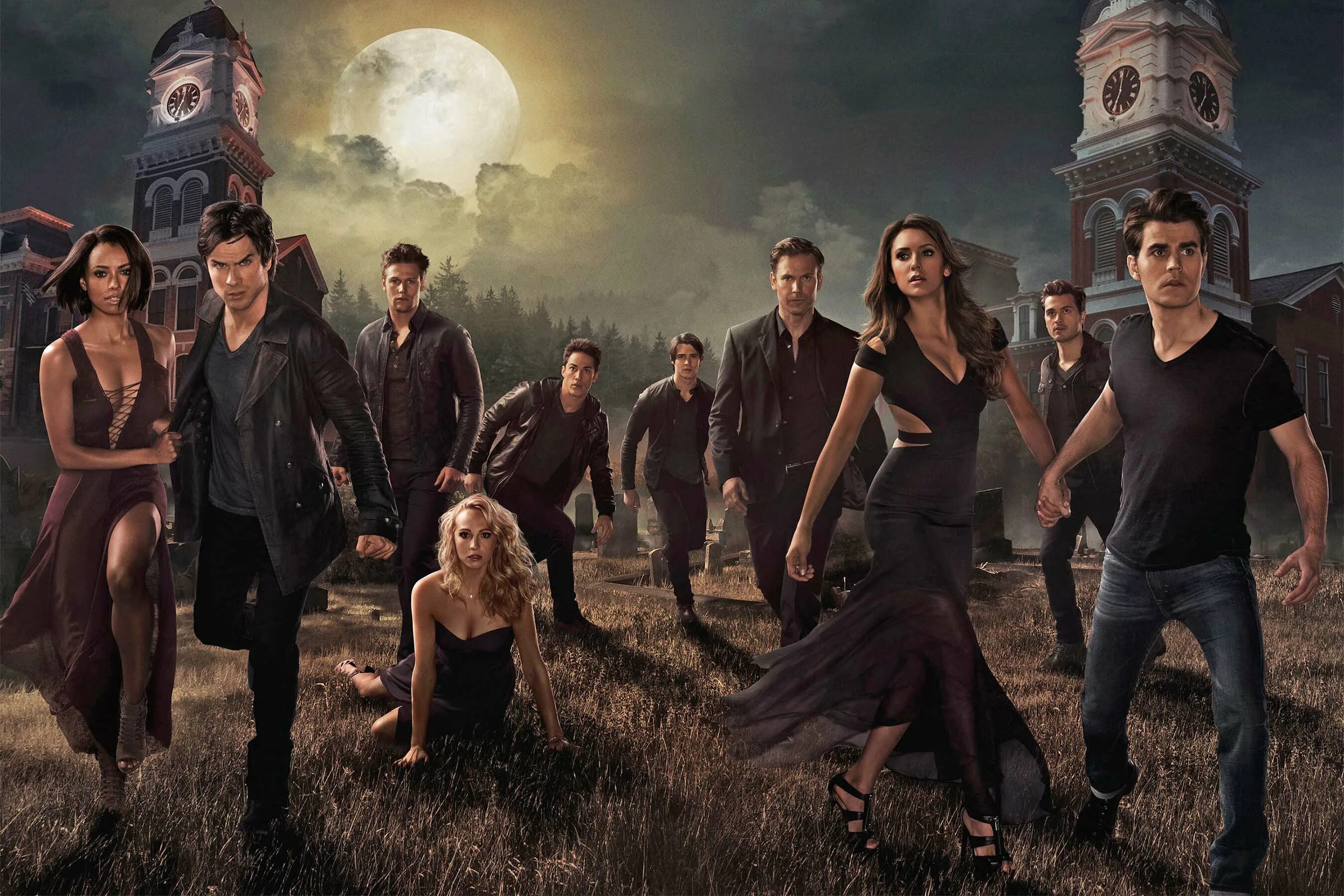 The vampire diaries in english. Дневники вампира 2009. Дневники вампира обои на рабочий стол.