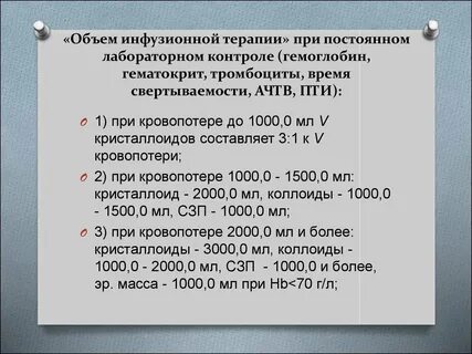 Объем инфузионной терапии