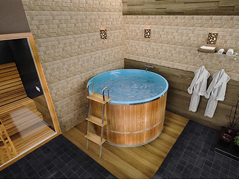 Goodwood купели. красивые бани. баня с купелью внутри. сауна с купелью. сауна с купелью в доме.
