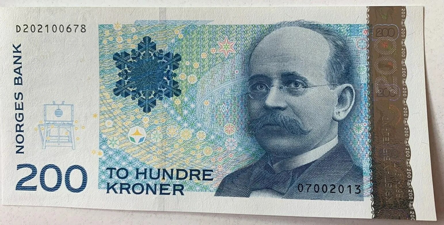 Банкнота Норвегии 1000 крон. 200 Крон Норвегия. 100 Норвежских крон купюра. Купюра 200 крон.