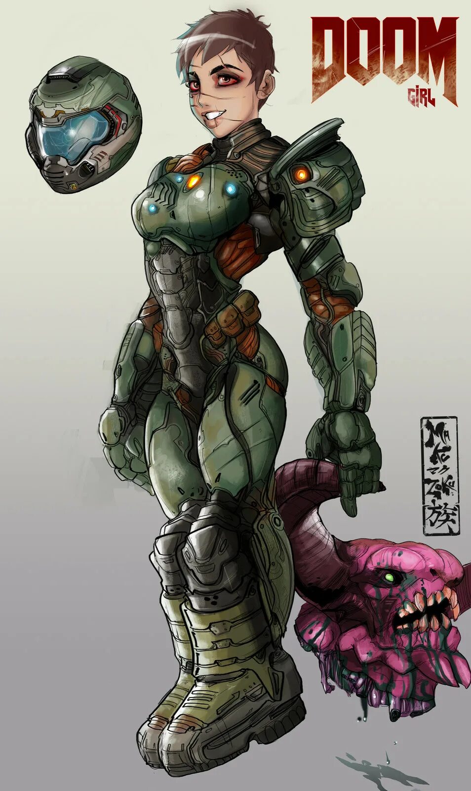 Doom фанфики. Doom думгай девушка. doom slayer girl.