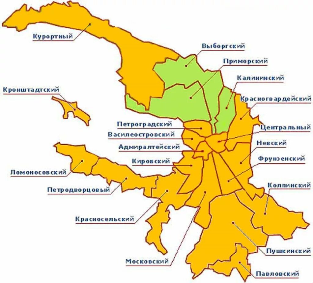 Территория города санкт петербурга на карте. Санкт Петербург деление по районам. Карта Санкт-Петербурга по районам. Районы СПБ на карте. Схема районов Санкт-Петербурга на карте.