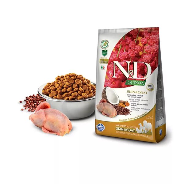 Корм с бататом. Farmina n&amp;d quinoa. холистик корм n&amp;d. фармина киноа состав. skin &amp; coat quail норма кормление.