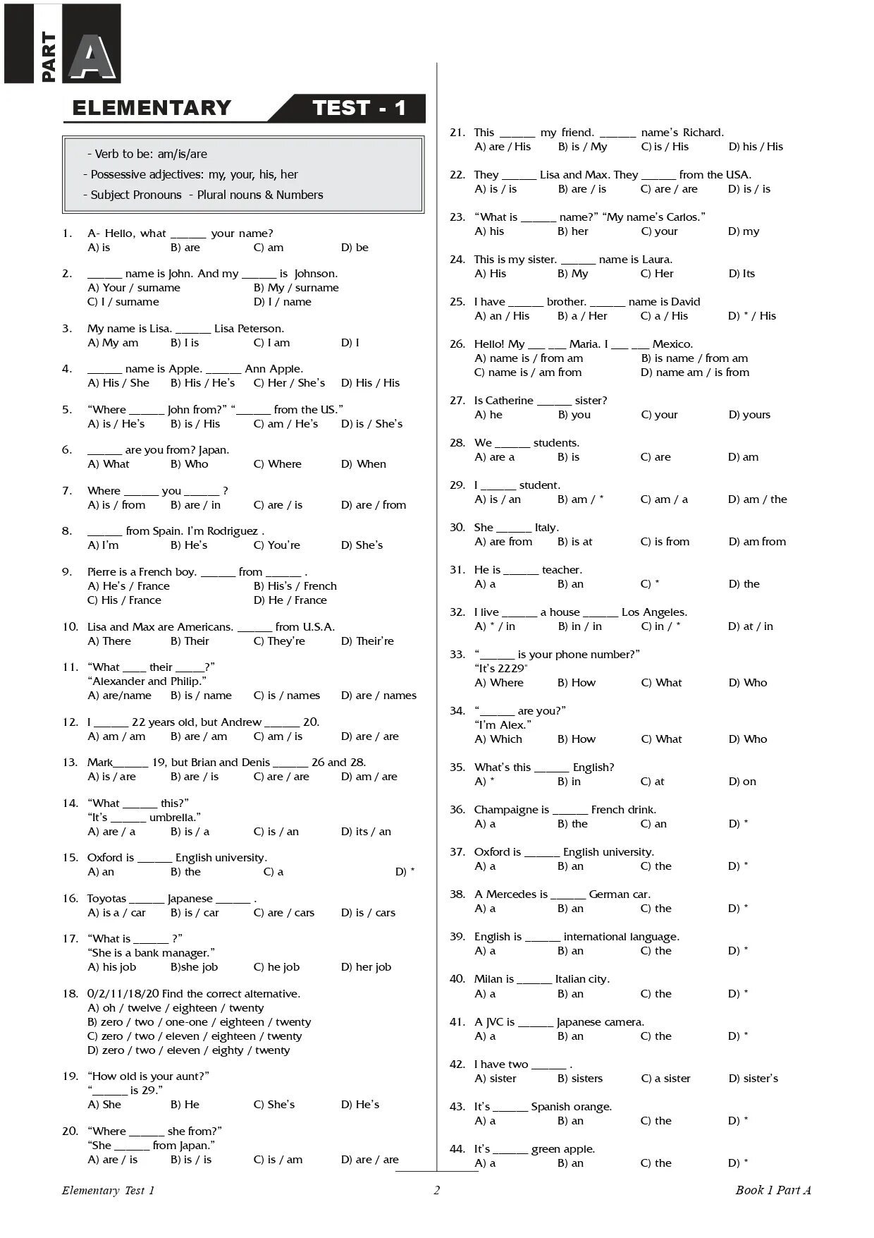 Level Test 1a Elementary ответы. Elementary Test 4 ответы. Elementary English Level Test a2. Elementary Test 4 Key ответы.