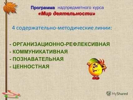 Программа мир деятельности