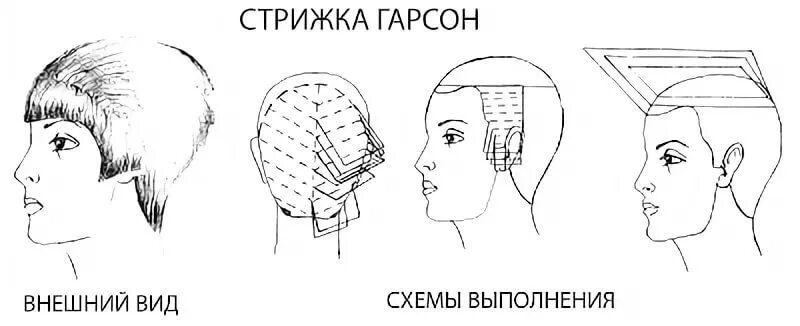 Женские стрижки техника выполнения. Технология стрижки Гарсон. Стрижка Гарсон схема выполнения. Технология женской стрижки Гарсон. Технология выполнения стрижка Гарсон на короткие волосы.