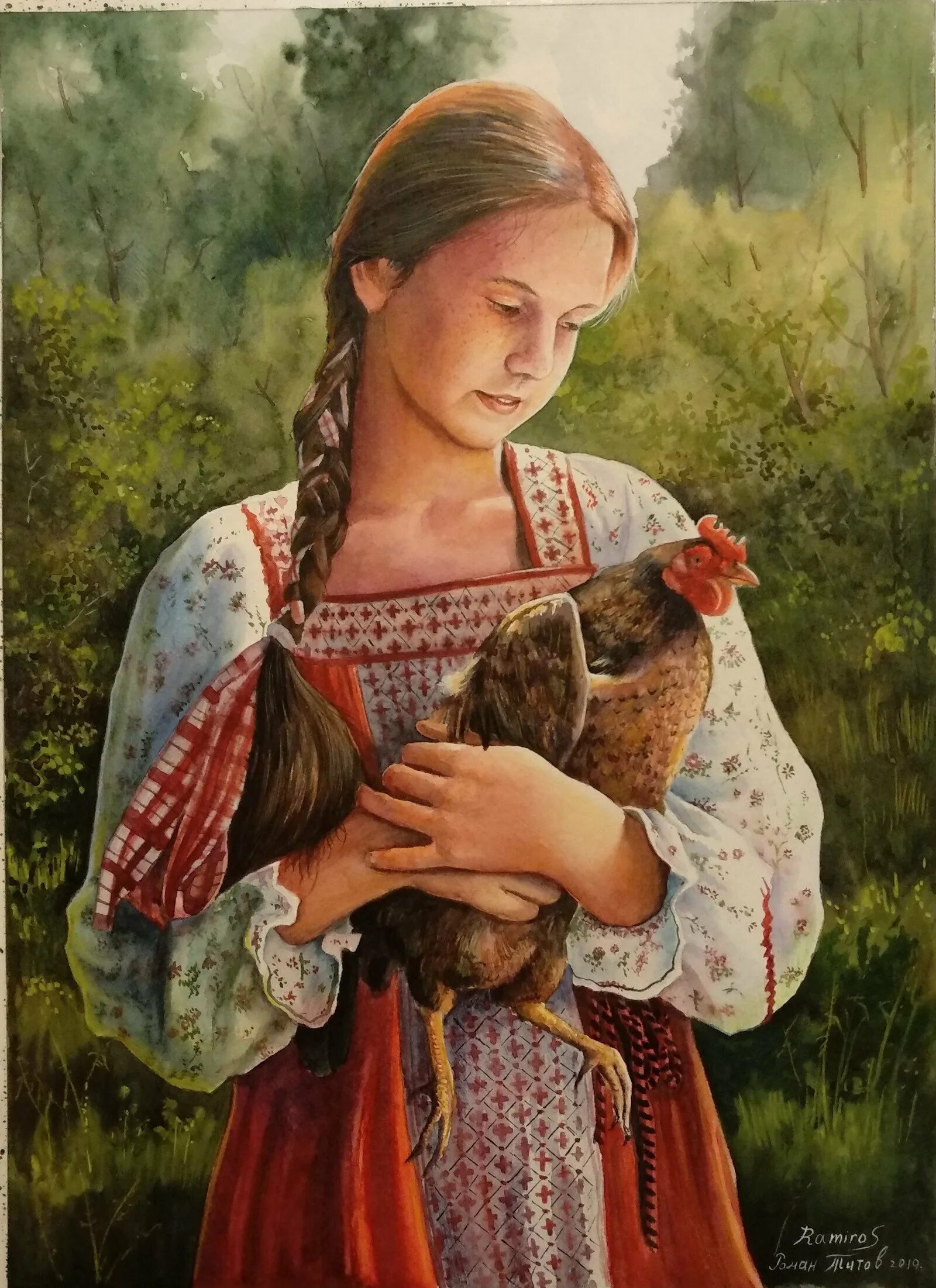 Изображение русской девушки. Рисунок красивой русской девушки.