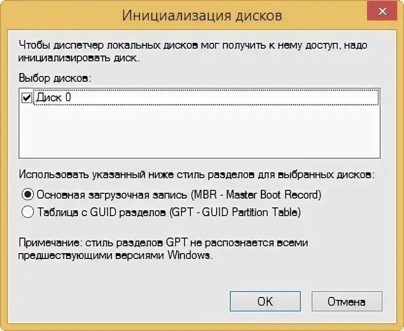 Ошибка диск не инициализирован. Ошибка диск не инициализирован