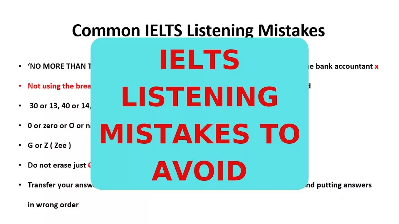 IELTS common mistakes. Common mistakes in IELTS. IELTS Listening. Common mistakes