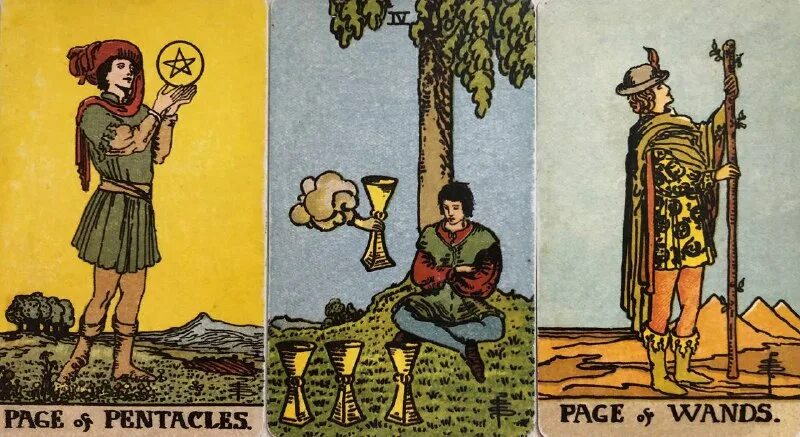 таро райдер уэйт пажи. марсельское таро младшие арканы. кубки 4 и паж жезлов. паж кубков и король жезлов. паж жезлов таро уэйта.
