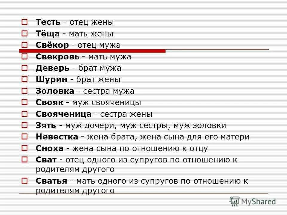 Как называют бывшую жену. Сноха свекровь золовка тесть. Кем мне приходится жена сына. Шурин деверь Свояк золовка. Значение слова свекровь.