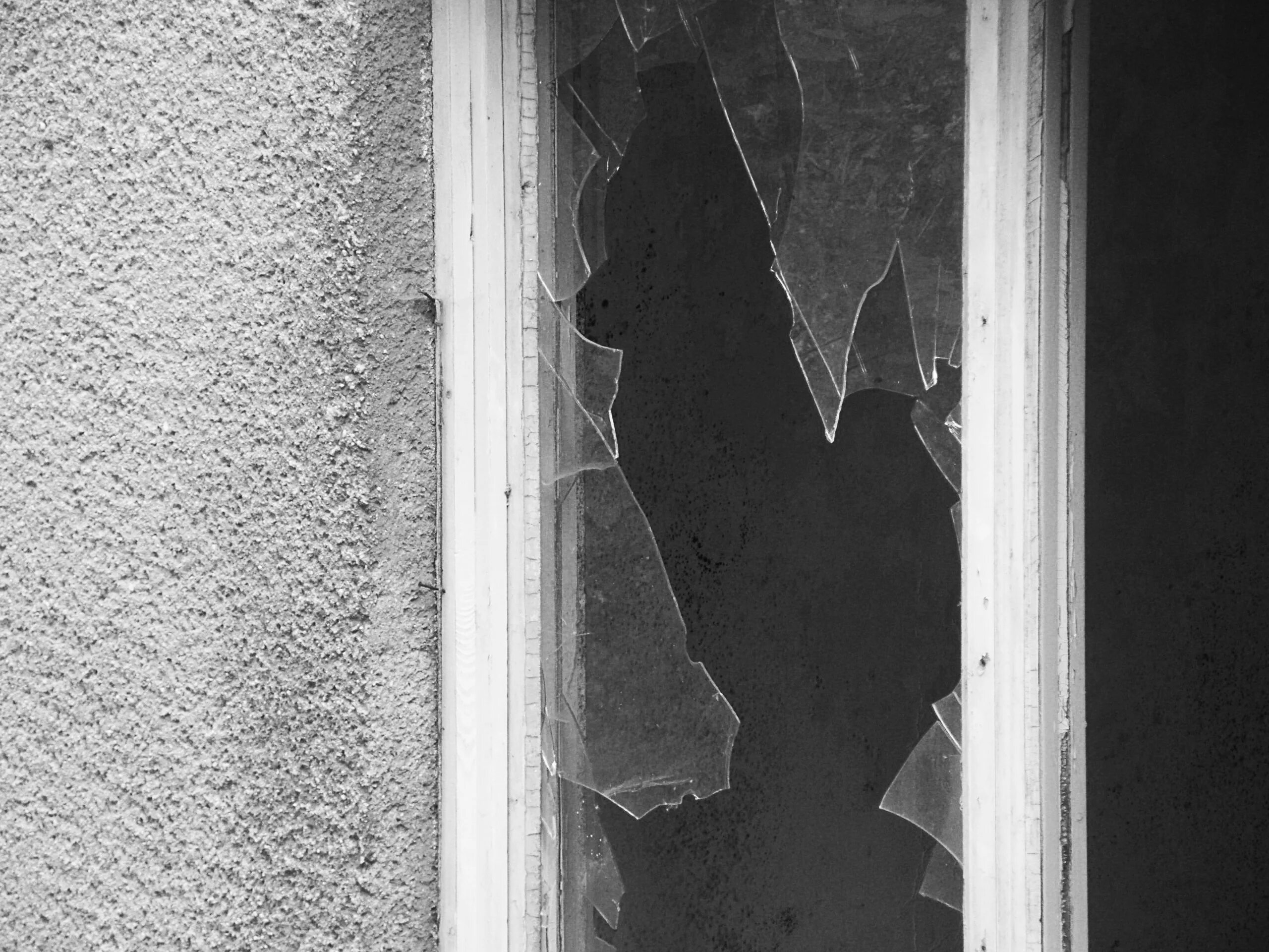 The window was broken with a