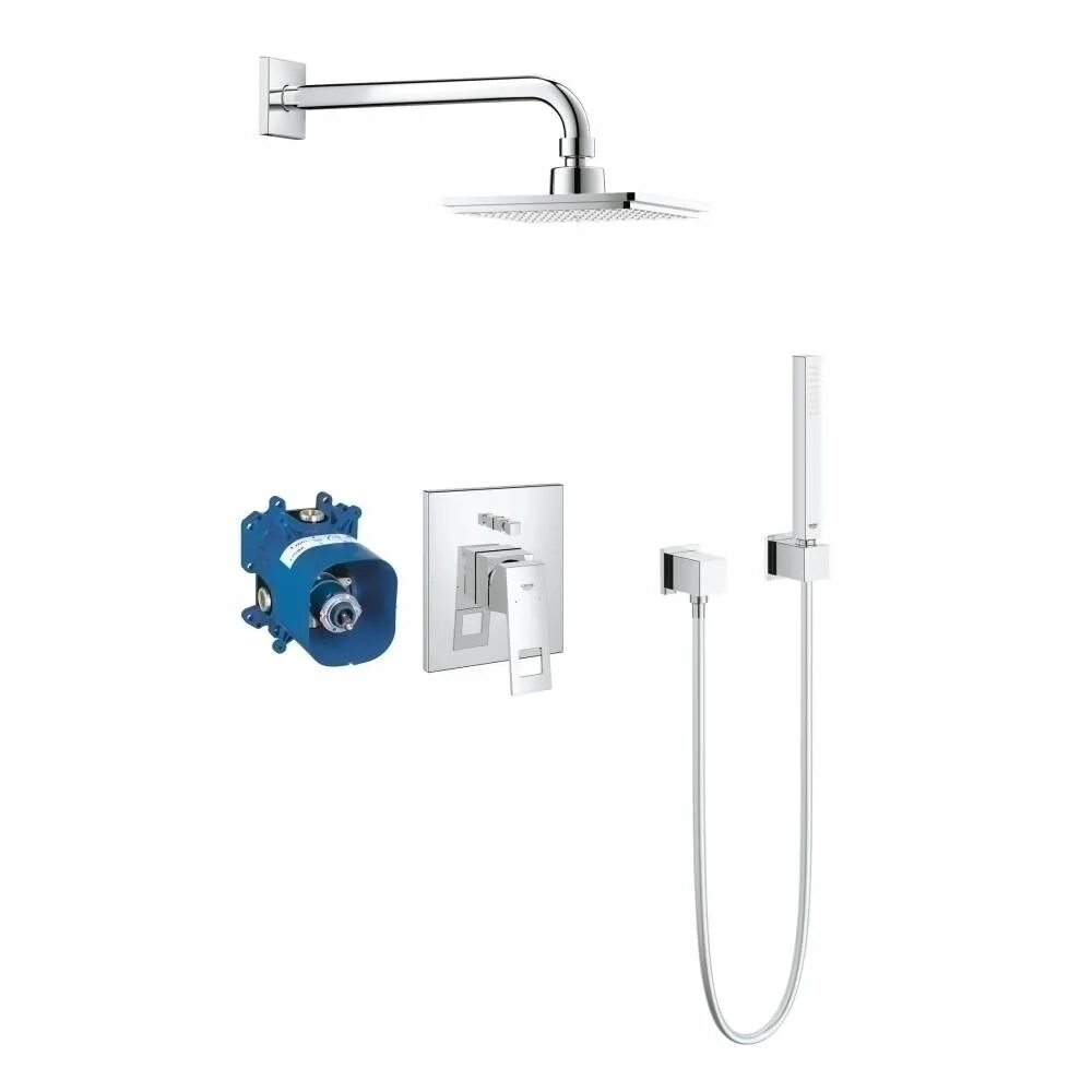 Комплект для ванной комнаты Grohe Eurocube 23409 000 (23409000). Душевая система Grohe Eurocube. Grohe Eurocube 19896000. Грое встроенный смеситель для душа. Встроенный душа grohe