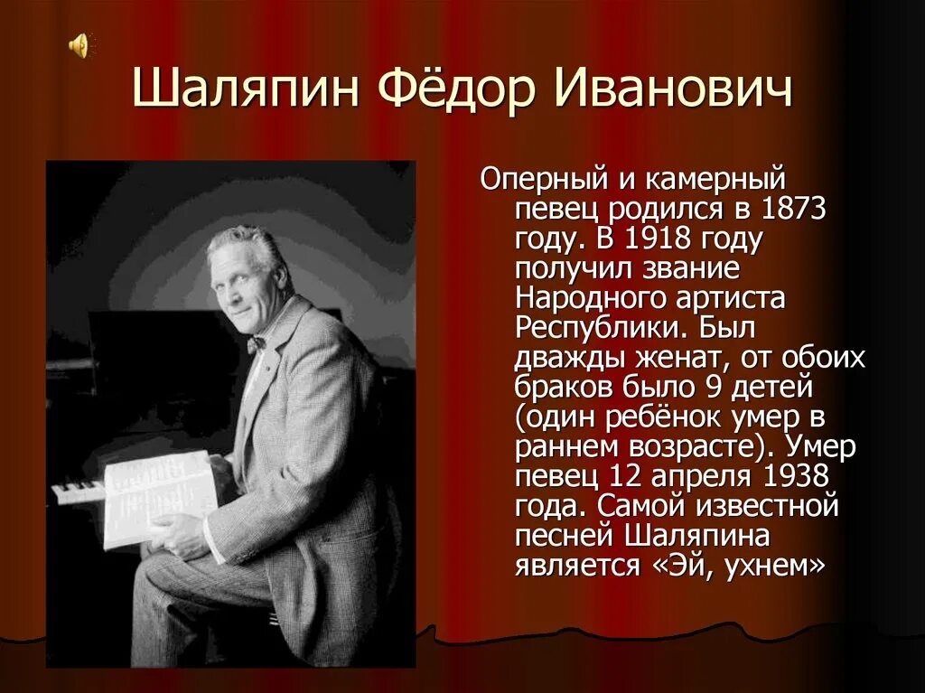 Рассказ о федоре шаляпине. Фёдор Иванович Шаляпин.