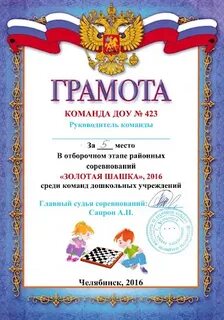 Грамота команде