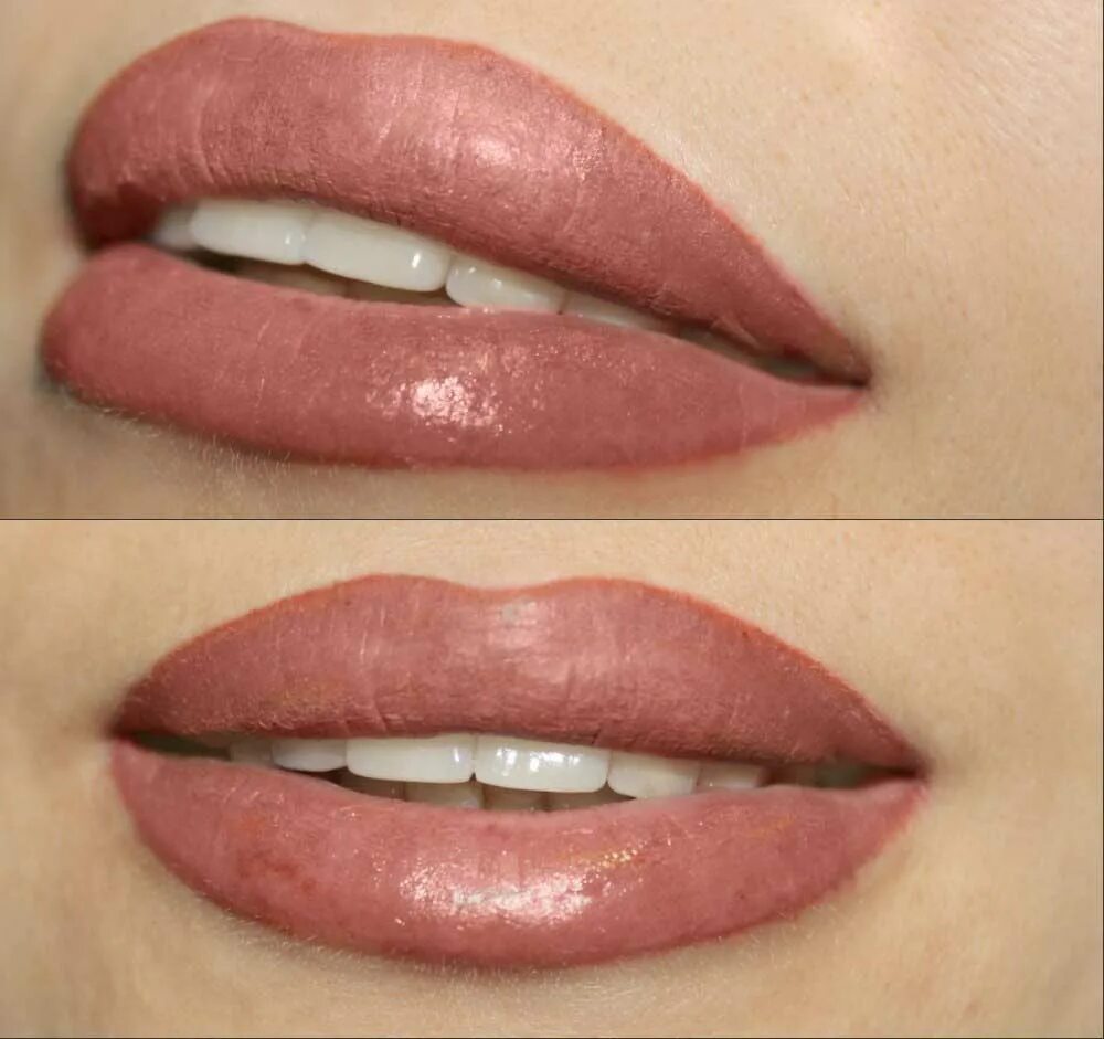 татуаж губ с растушевкой.