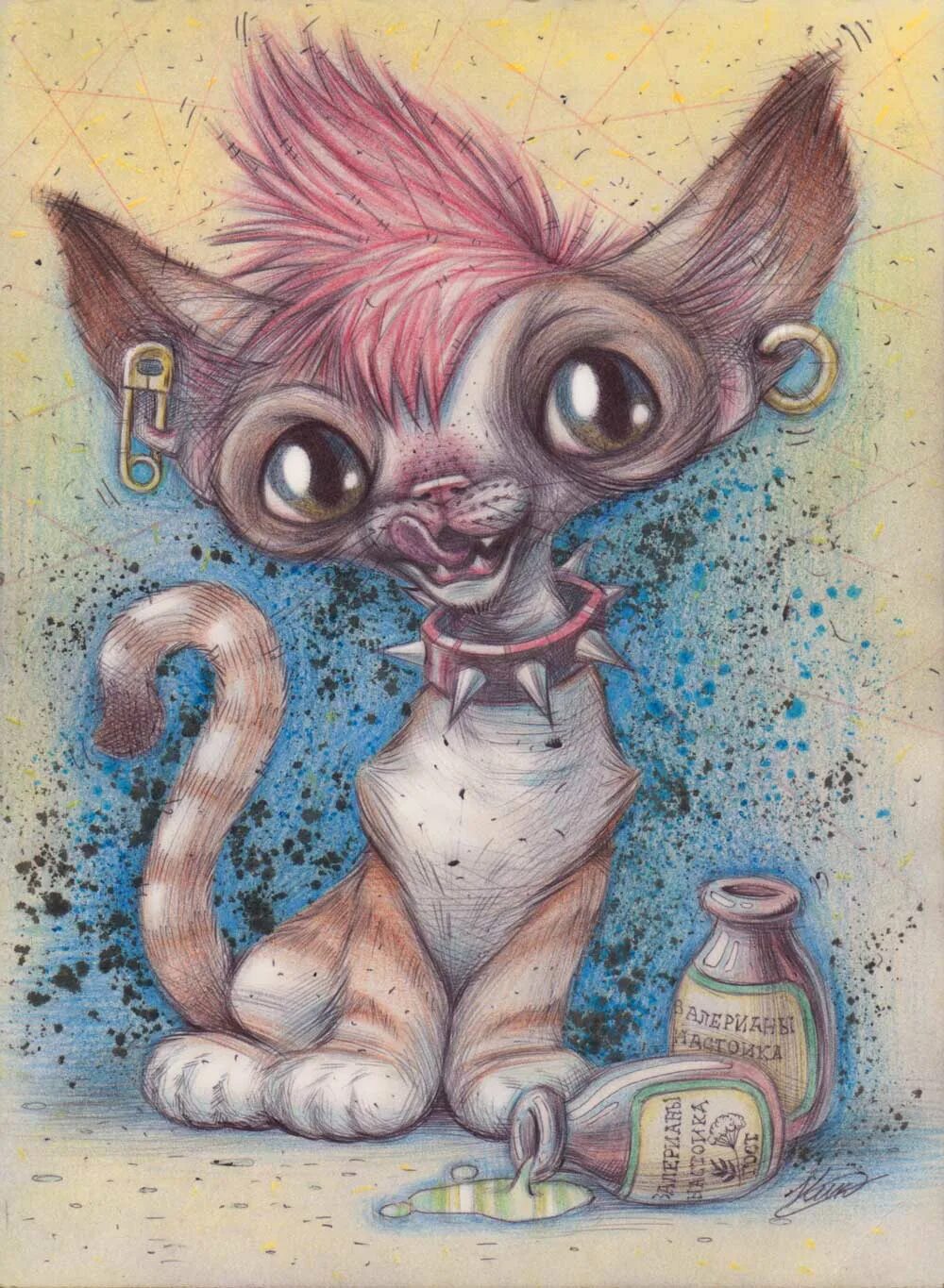 Кот панк. Кот панк арт. Кот с ирокезом арт. Кошка с ирокезом рисунок